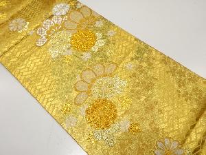 笠松に菊・桜模様織り出し　振袖用袋帯